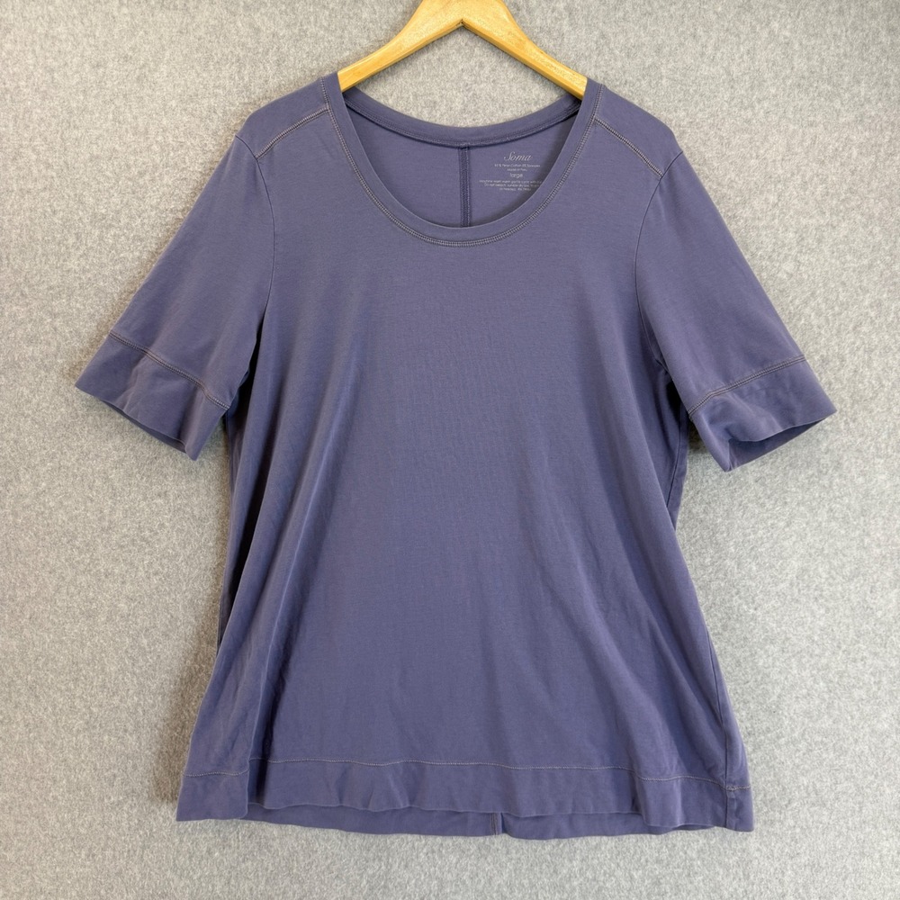 Soma Dusty Purple Short Sleeve Crew Neck T-Shirt Comfort Pajama Top Womens Large